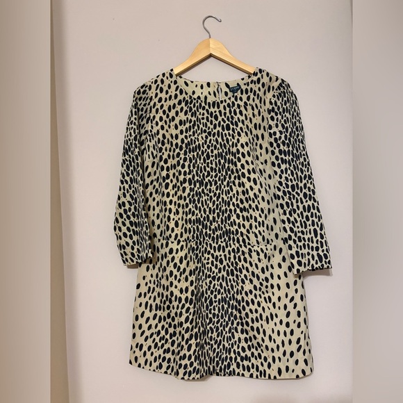 J.Crew Women's Size 2 Leopard Print Knee Length Shift Dress Long Sleeve - Picture 5 of 7